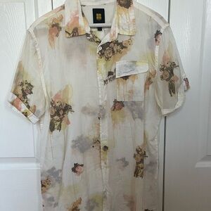 Insight Men's Cream Short-Sleeve Floral Button-Down Shirt